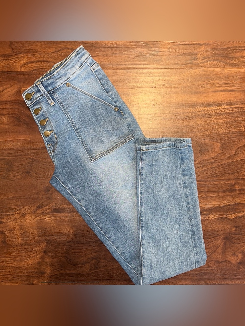 Women's Light Blue Button-Fly Jeans